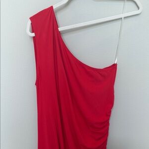 Chic One-Shoulder Red Dress
